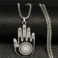 Necklace with a Hamsa pendant, a symbol of Jainism