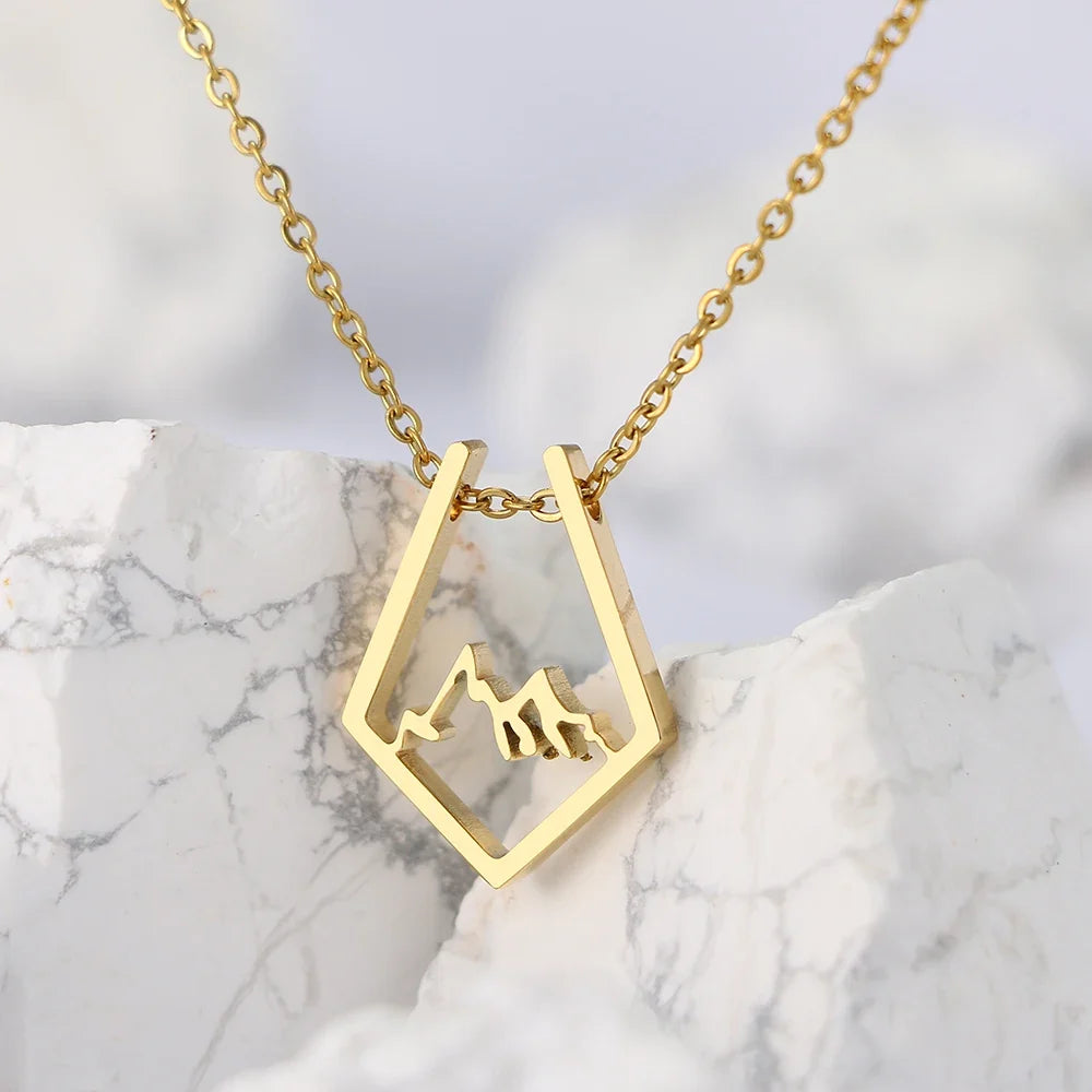 Mountain Pendant Necklace in Gold