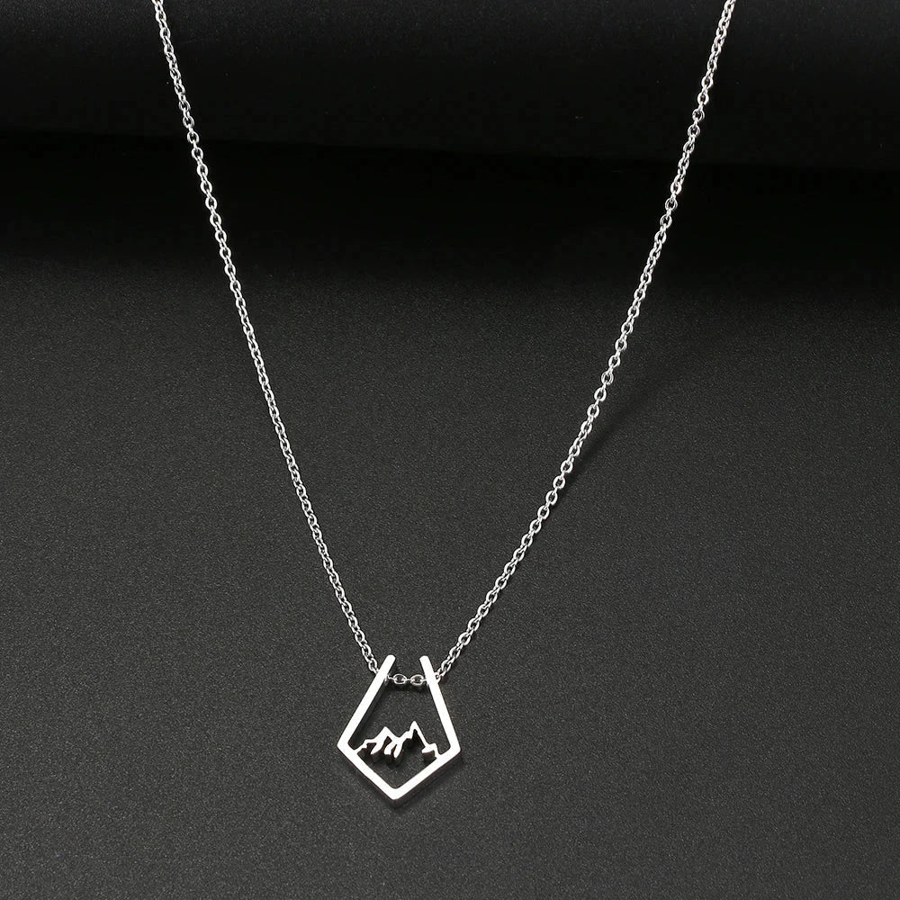 Mountain Pendant Necklace in Silver