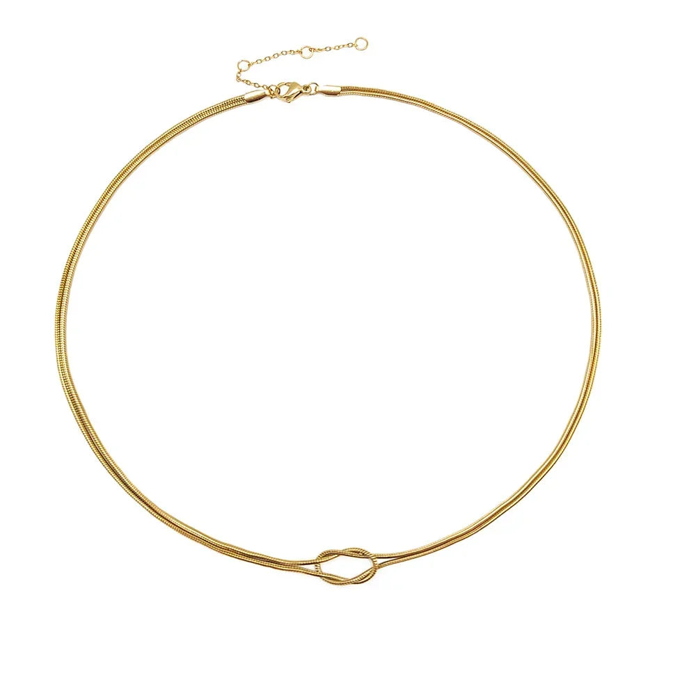 Necklace with Minimalist Knot Pendant gold