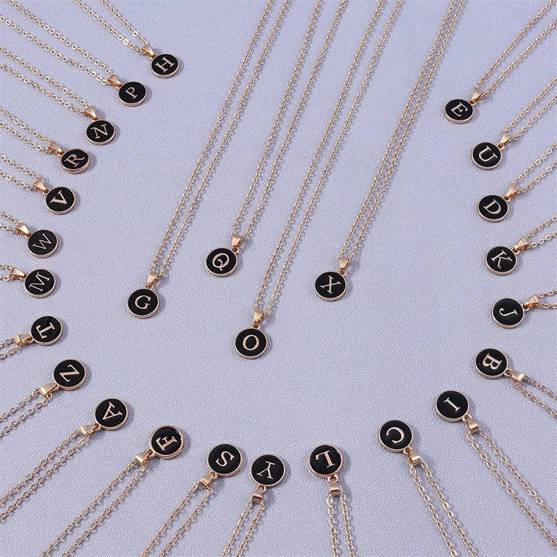 Necklace with colorful initial pendant 
