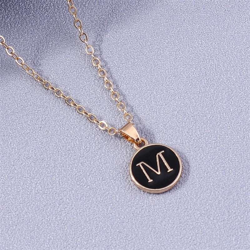 Necklace with colorful initial pendant m