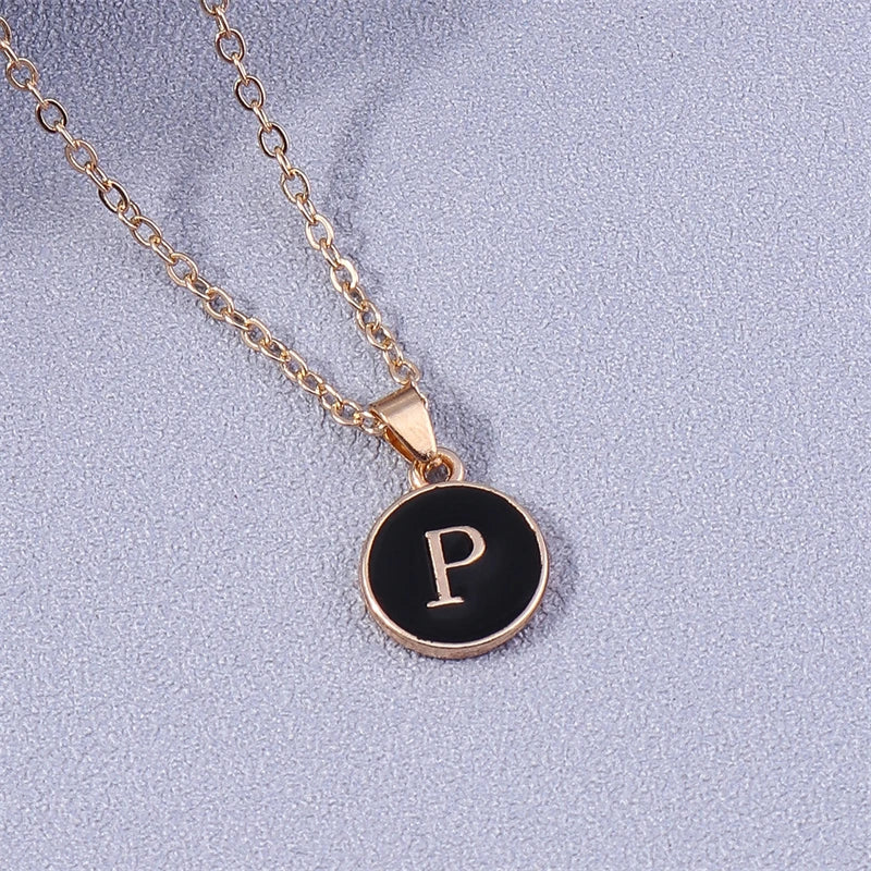 Necklace with colorful initial pendant p
