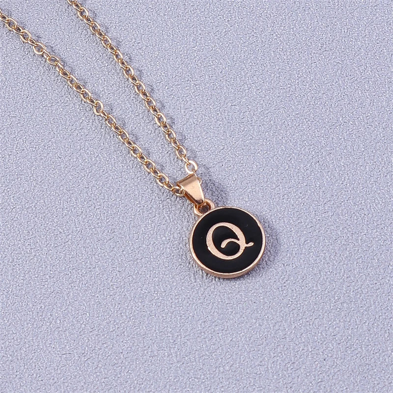 Necklace with colorful initial pendant q