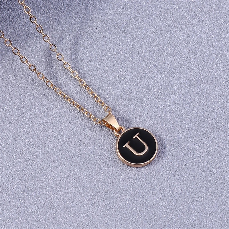 Necklace with colorful initial pendant u