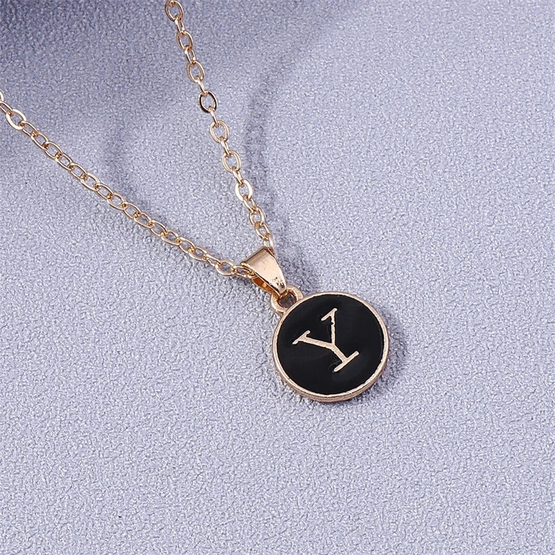 Necklace with colorful initial pendant y
