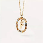 Oval Initial Pendant Necklace F