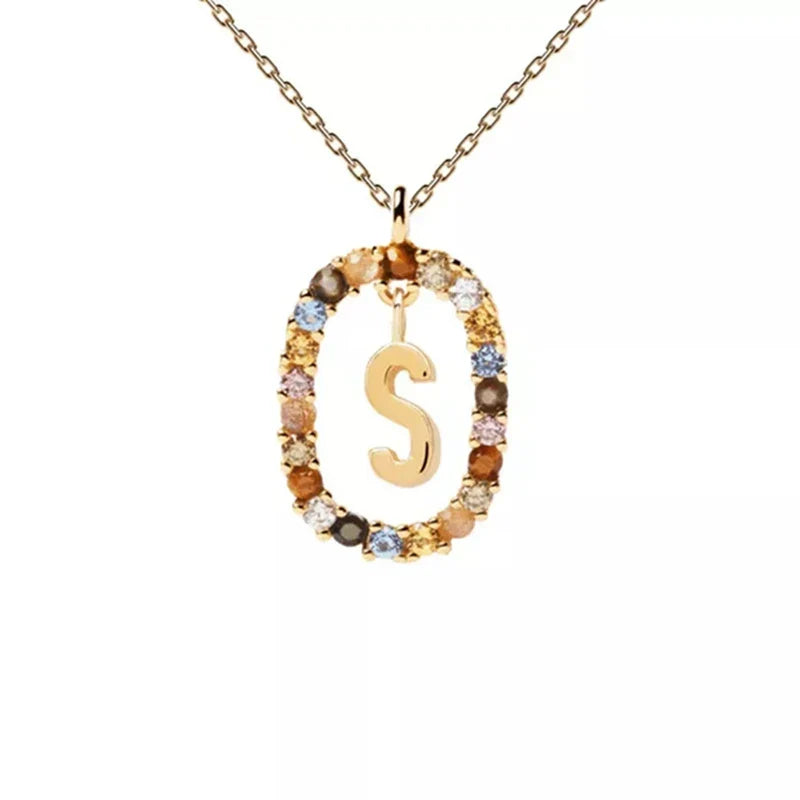 Oval Initial Pendant Necklace S
