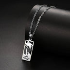 Palm Tree and Beach Wave Pendant Necklace in Silver