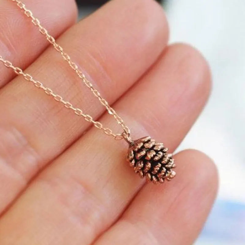 Pinecone Pendant Necklace for Women gold