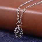 Pinecone Pendant Necklace for Women silver