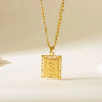 Necklace with rectangular initial pendant s