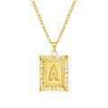 Necklace with rectangular initial pendant a