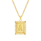 Necklace with rectangular initial pendant a