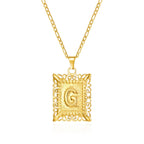 Necklace with rectangular initial pendant g