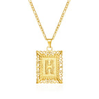Necklace with rectangular initial pendant h