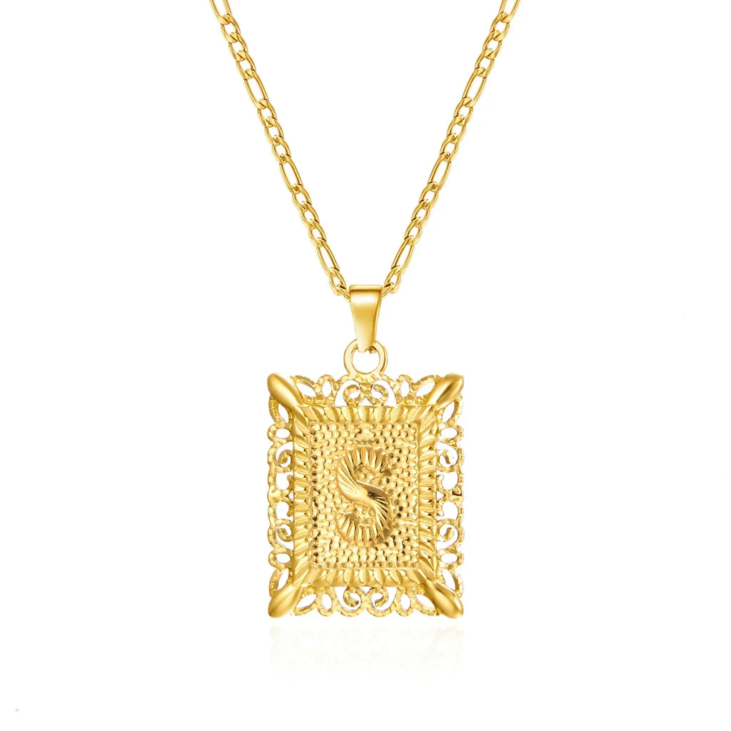 Necklace with rectangular initial pendant s
