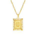 Necklace with rectangular initial pendant u
