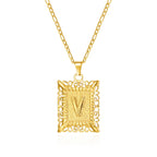 Necklace with rectangular initial pendant v