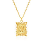 Necklace with rectangular initial pendant w
