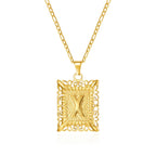 Necklace with rectangular initial pendant x