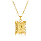 Necklace with rectangular initial pendant y