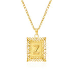 Necklace with rectangular initial pendant z