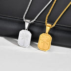 Necklace with Rectangular Palm Tree Pendant, gold