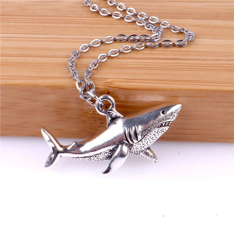 Shark Pendant Necklace silver