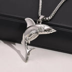Men's Shark Pendant Necklace in Silver