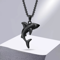 Men's Shark Pendant Necklace in Black