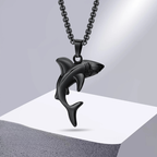 Men's Shark Pendant Necklace in Black