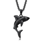 Men's Shark Pendant Necklace in Black