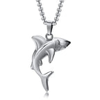 Men's Shark Pendant Necklace in Silver