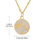 Necklace with round pendant and palm tree motif