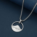 Necklace with Round Mountain Pendant silver