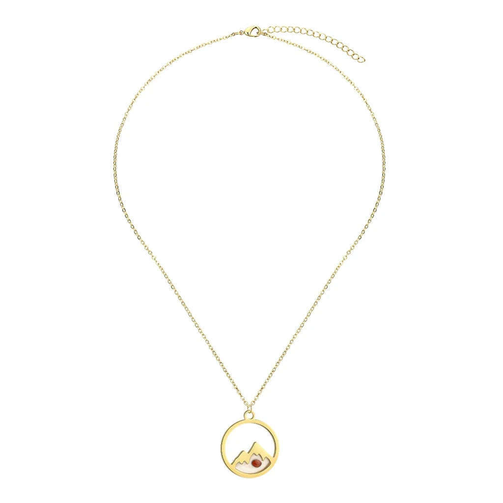 Necklace with Round Mountain and Grain Pendant