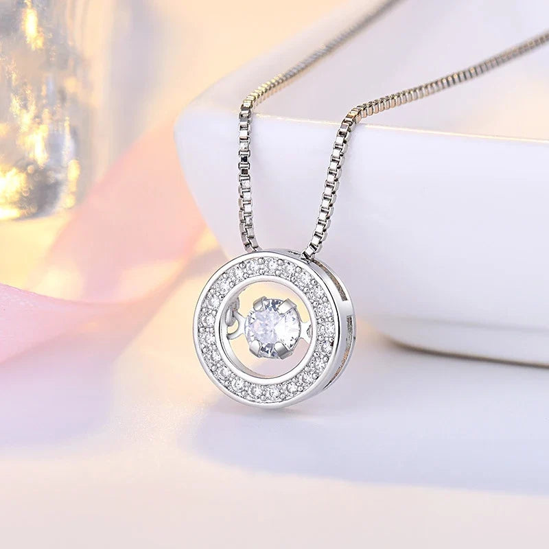 Anti-Stress Rotating Zircon Pendant Necklace
