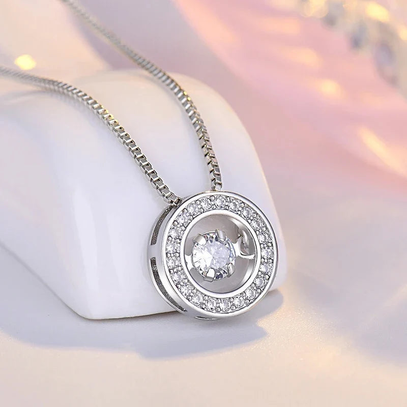 Anti-Stress Rotating Zircon Pendant Necklace