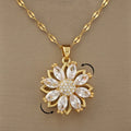 Rotating Flower Fidget Pendant Necklace for Women