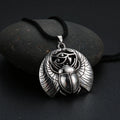 Necklace with Egyptian Scarab and Eye of Horus Pendant in silver