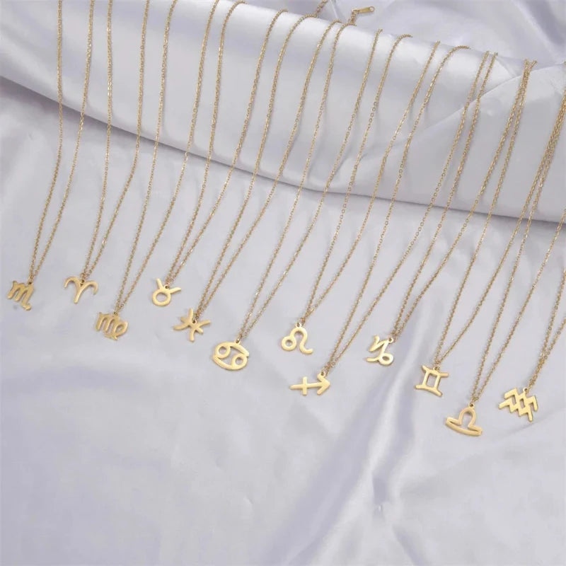 Necklace with Gold-Plated Zodiac Sign Pendant