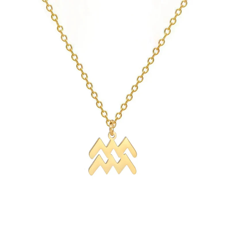 Necklace with Gold-Plated Zodiac Sign Pendant
