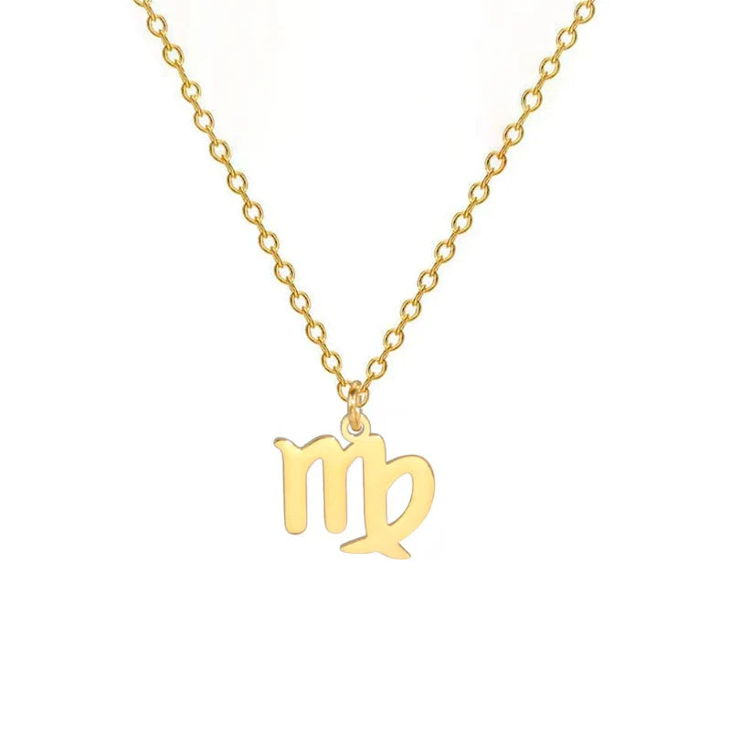 Necklace with Gold-Plated Zodiac Sign Pendant