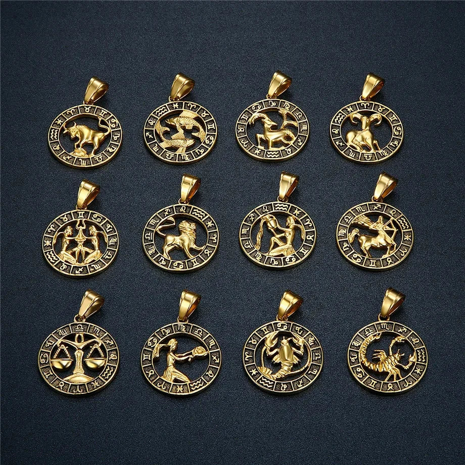 Astrological Zodiac Sign Pendant Necklace