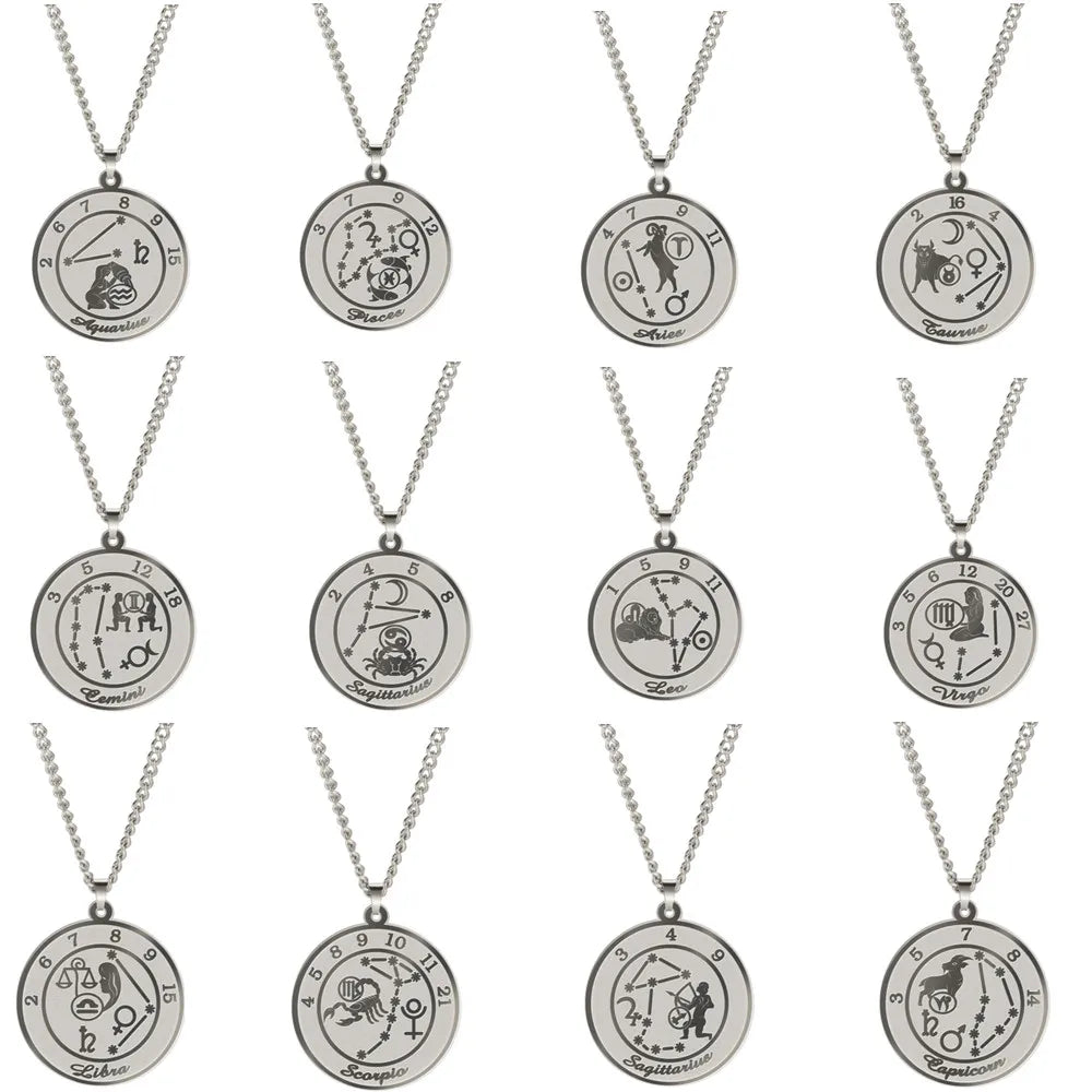 Astrological Zodiac Sign Pendant Necklace for Men or Women