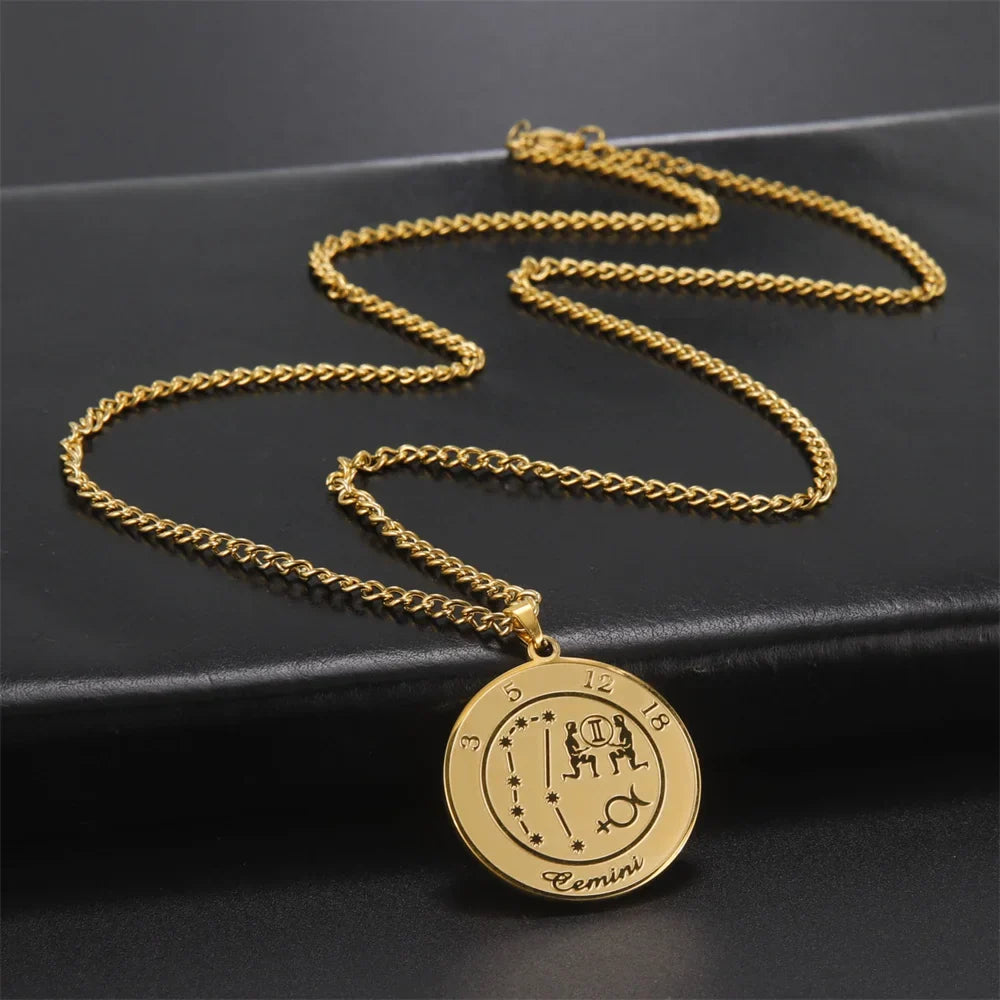 Astrological Zodiac Sign Pendant Necklace for Men or Women