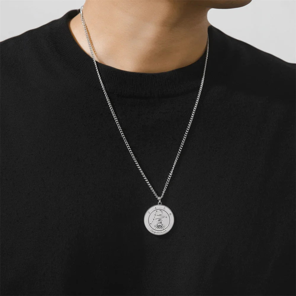 Astrological Zodiac Sign Pendant Necklace for Men or Women