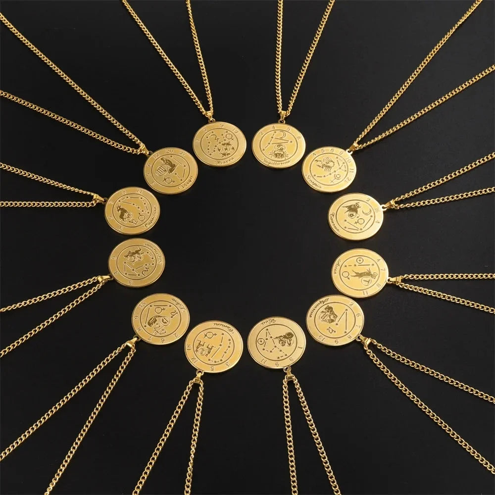 Astrological Zodiac Sign Pendant Necklace for Men or Women