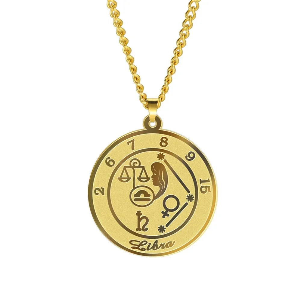 Astrological Zodiac Sign Pendant Necklace for Men or Women